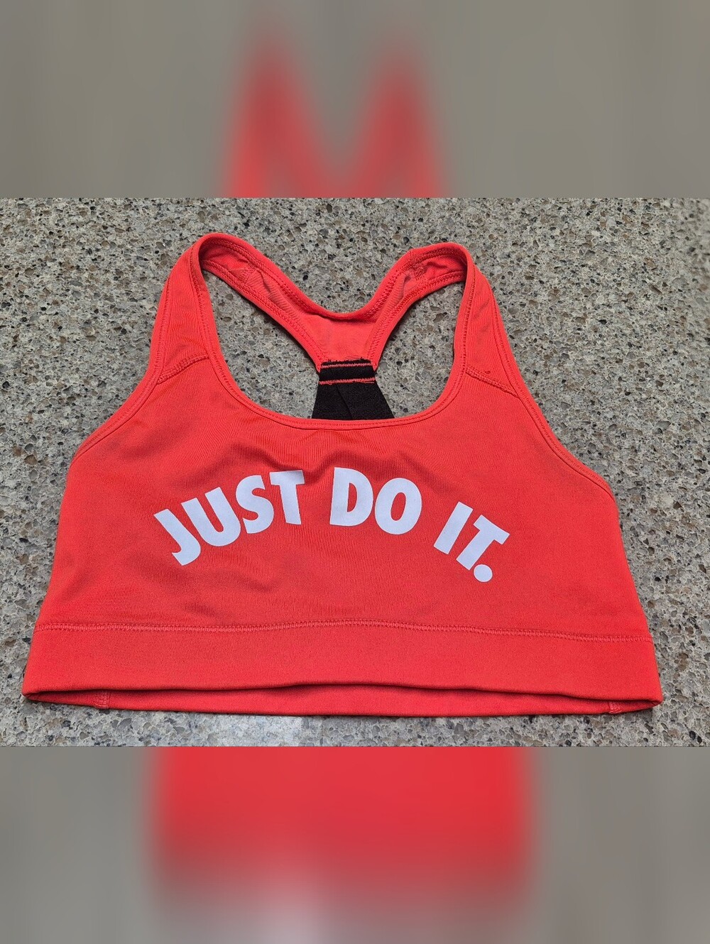 Nike Dri-FIT Sports Bra Salmon Red Coral "Just Do It" Graphic Racerback Women S